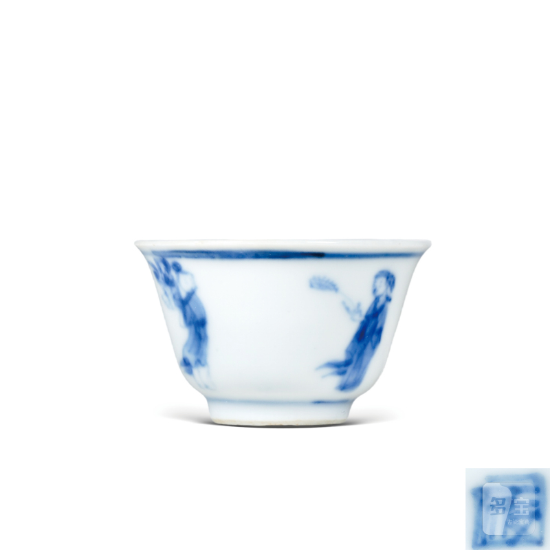 清康熙青花神仙人物故事纹小杯 - 图1